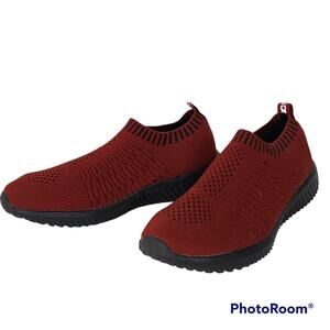 Tiosebon Maroon stretch knit slip on shoes, W38
